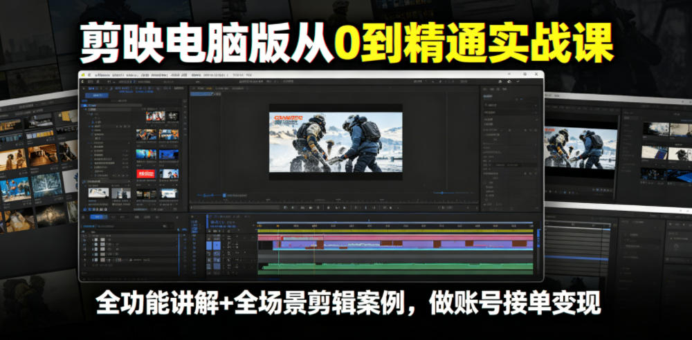剪映电脑版从0到精通实战课,全功能讲解+全场景剪辑案例,做账号接单变现-星云网创