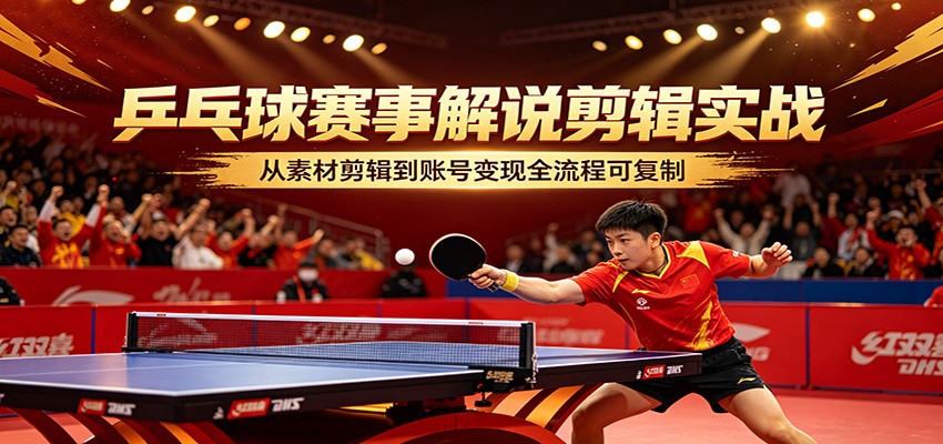 乒乓球赛事解说剪辑实战，从素材剪辑到账号变现全流程可复制-星云网创