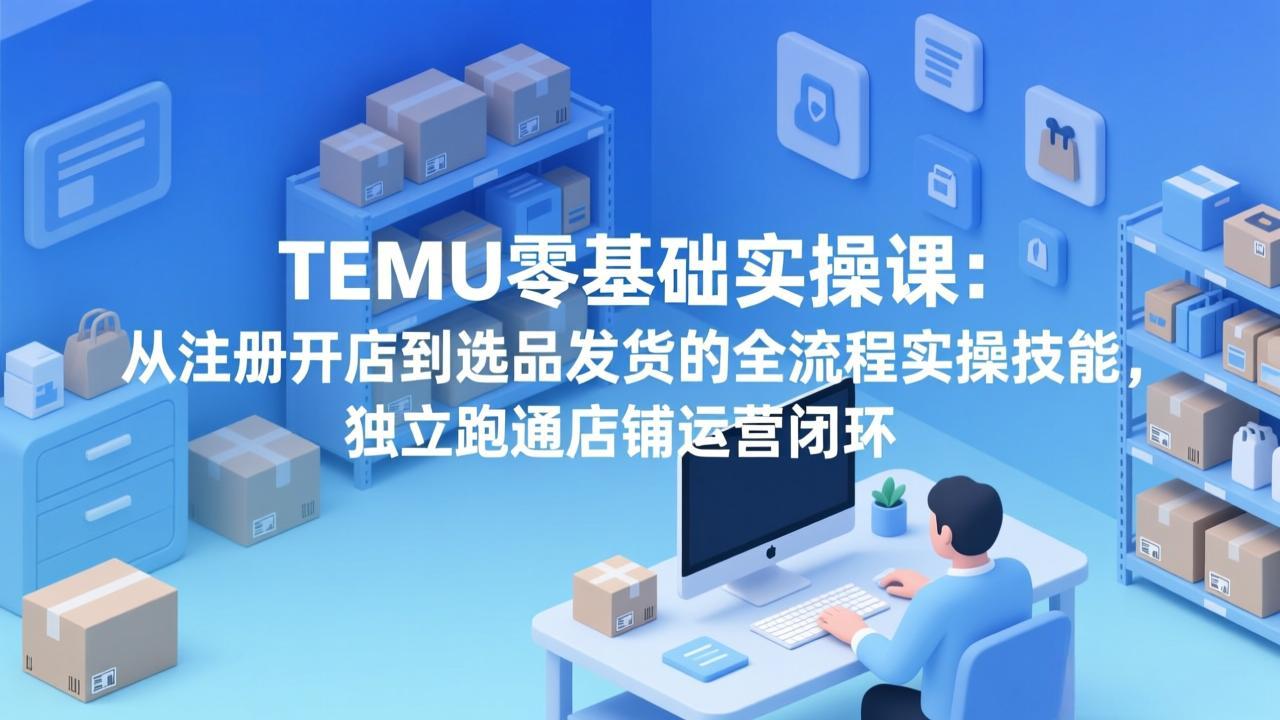 TEMU零基础实操课：从注册开店到选品发货的全流程实操技能，独立跑通店铺运营闭环-星云网创