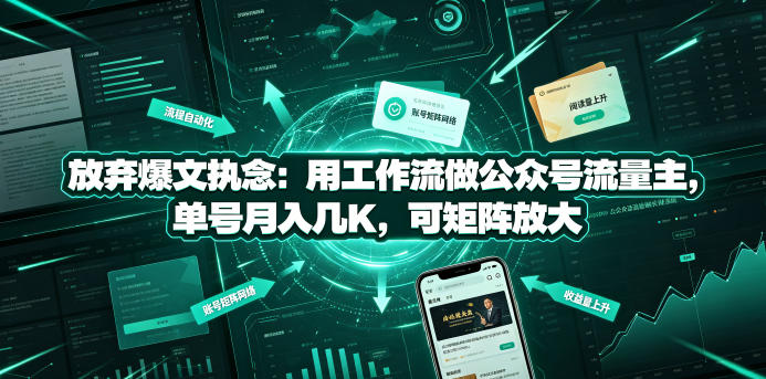放弃爆文执念：用工作流做公众号流量主，单号月入几K，可矩阵放大-星云网创