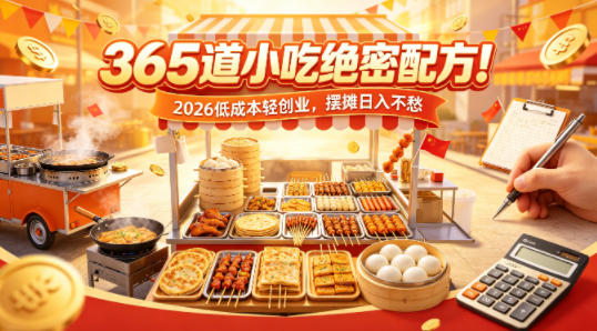 365道小吃绝密配方！2026低成本轻创业，摆摊日入不愁-星云网创