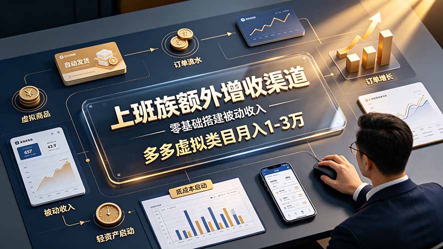 上班族额外增收渠道，零基础搭建被动收入，多多虚拟类目月入 1-3 万-星云网创