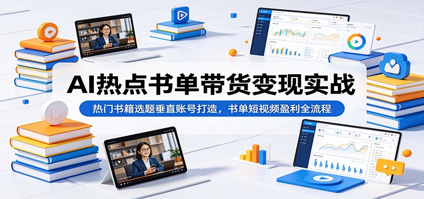 AI热点书单带货变现实战：热门书籍选题垂直账号打造，书单短视频盈利全流程-星云网创