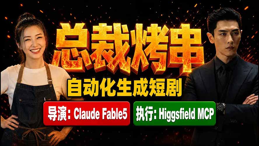 《总裁烤串》真人短剧全自动诞生！Claude Fable5 当导演，Higgsfield MCP 执行！-星云网创