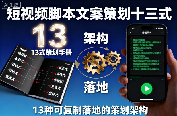 短视频脚本文案策划十三式，13种可复制落地的策划架构-柚子轻创