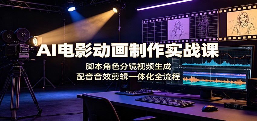 AI电影动画制作实战课：脚本角色分镜视频生成，配音音效剪辑一体化全流程-星云网创