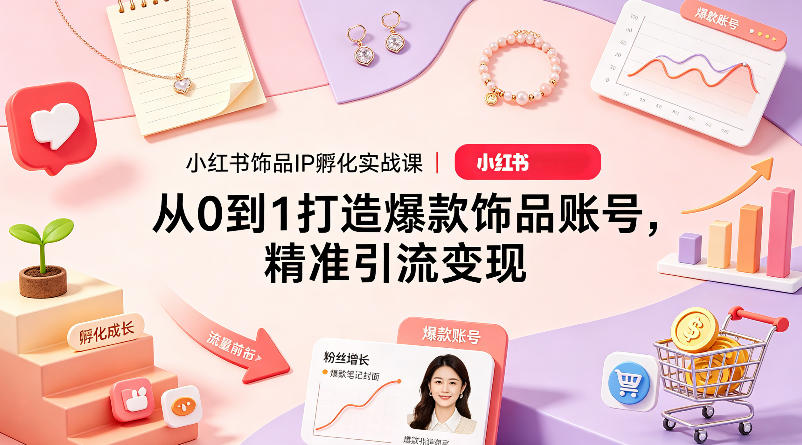 小红书饰品IP孵化实战课｜从0到1打造爆款饰品账号，精准引流变现-星云网创