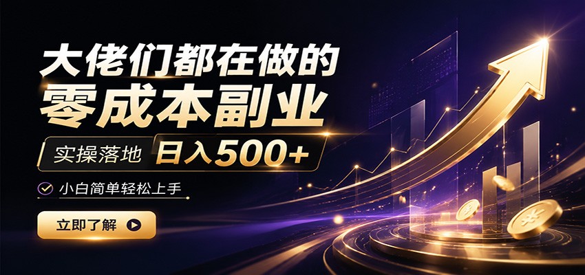 大佬们都在做的零成本副业，实操落地日入500+，小白一秒上手-星云网创