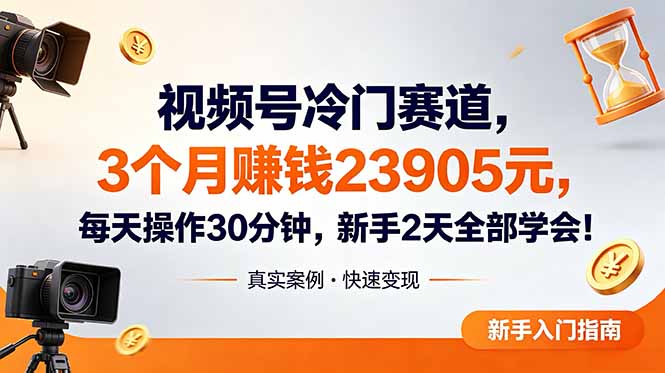视频号冷门赛道,3个月变现23905元,新手2天学会 每天操作30分钟!-星云网创