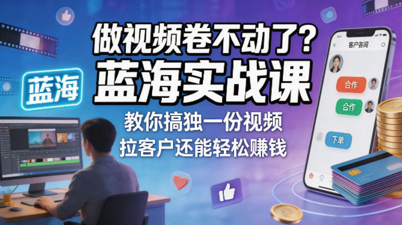 做视频卷不动了？蓝海实战课教你搞独一份视频，拉客户还能轻松賺钱！【原创双语字幕】-星云网创