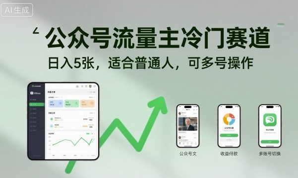 公众号流量主冷门赛道，日入5张，适合普通人，可多号操作-星云网创