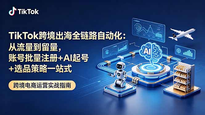 TikTok跨境出海全链路自动化：从流量到留量，账号批量注册+AI起号+选品策略一站式-星云网创