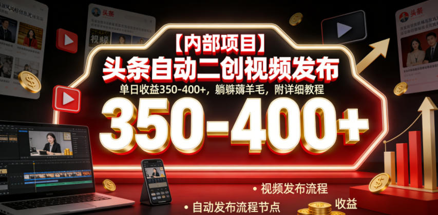 【内部项目】头条自动二创视频发布,单日收益350-400+,躺賺薅羊毛,附详细教程【揭秘】-星云网创