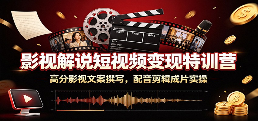 影视解说短视频变现特训营：高分影视文案撰写，配音剪辑成片实操-星云网创