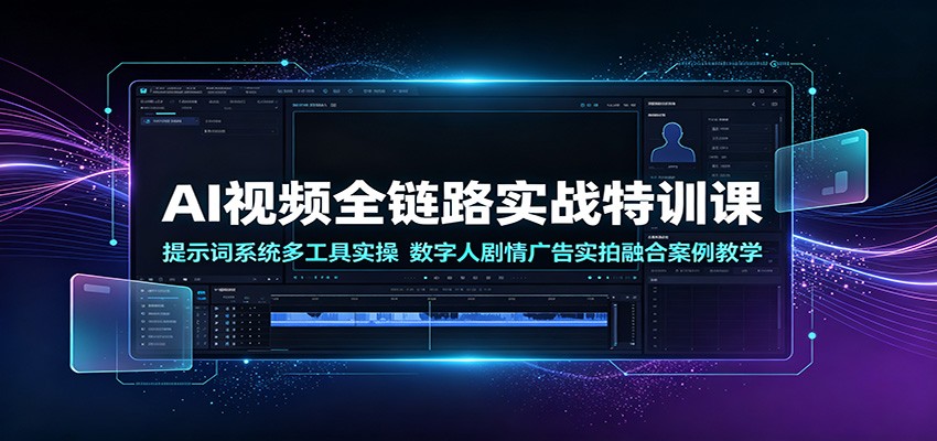 AI视频全链路实战特训课：提示词系统多工具实操，数字人剧情广告实拍融合案例教学-星云网创