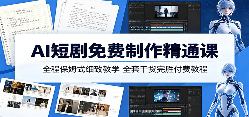 AI短剧免费制作精通课：全程保姆式细致教学，全套干货完胜付费教程-星云网创