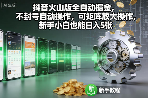 抖音火山版全自动掘金，不封号自动操作，可矩阵放大操作，新手小白也能日入5张【揭秘】-星云网创