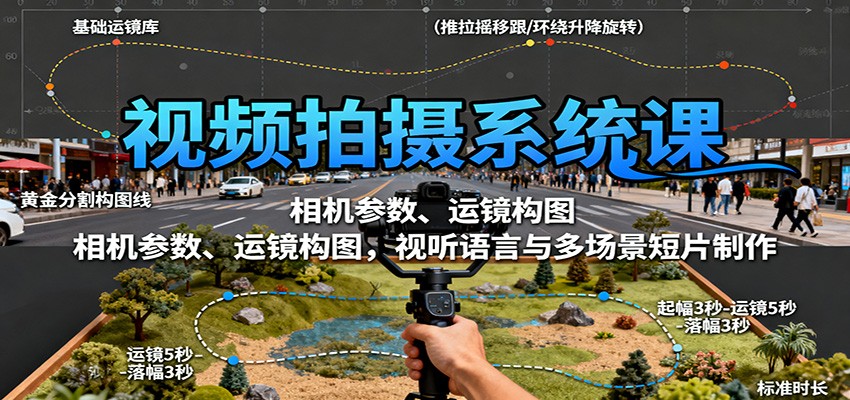 视频拍摄系统课：相机参数、运镜构图，视听语言与多场景短片制作-我要项目网