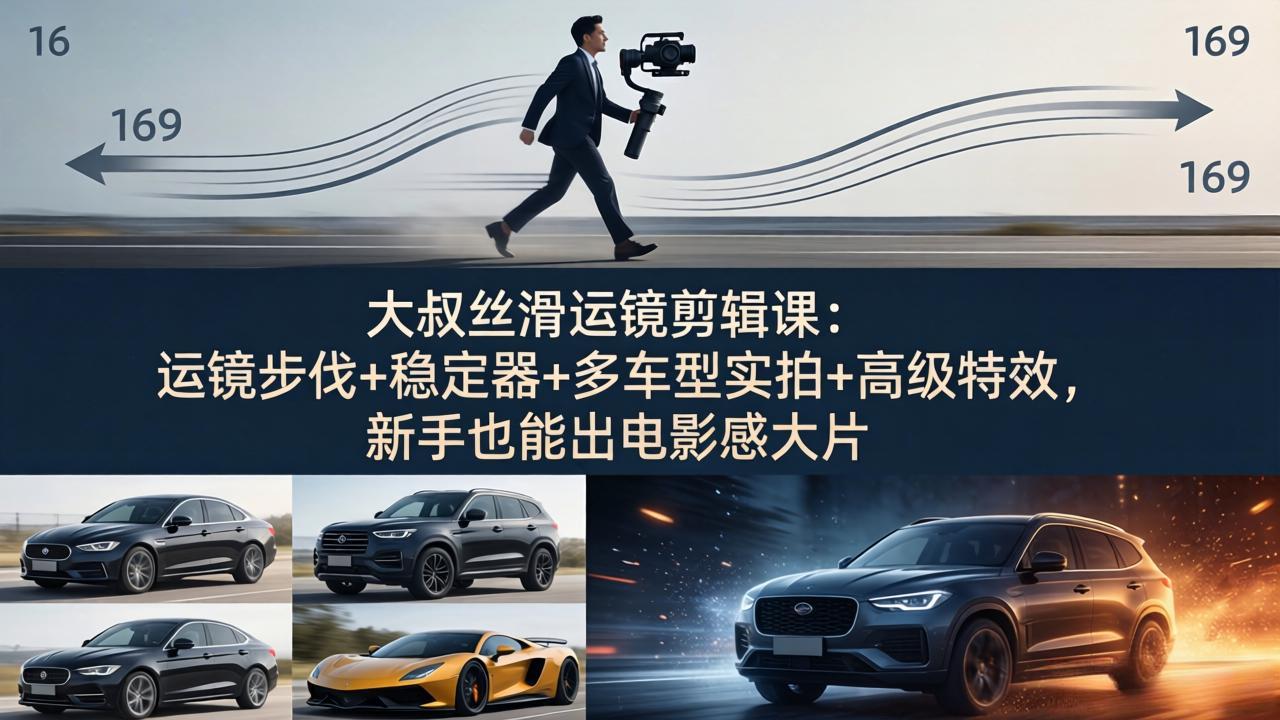 大叔丝滑运镜剪辑课：运镜步伐+稳定器+多车型实拍+高级特效，新手也能出电影感大片-星云网创