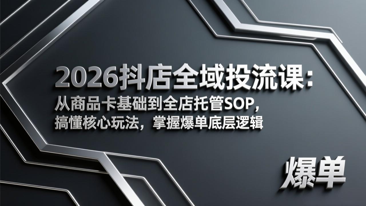 2026抖店全域投流课：从商品卡基础到全店托管SOP，搞懂核心玩法，掌握爆单底层逻辑-星云网创