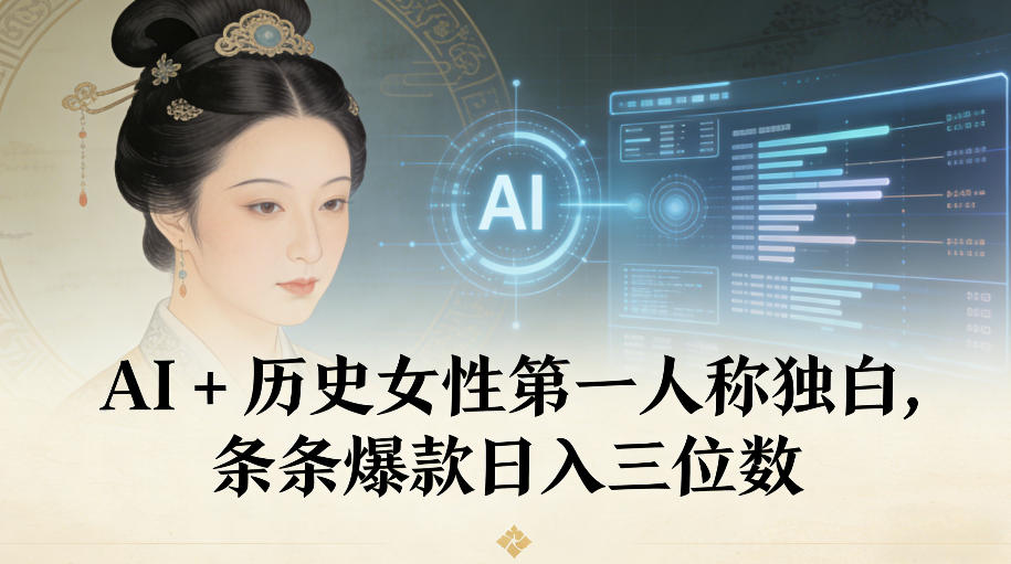 AI+历史女性第一人称独白，条条爆款日入三位数-星云网创