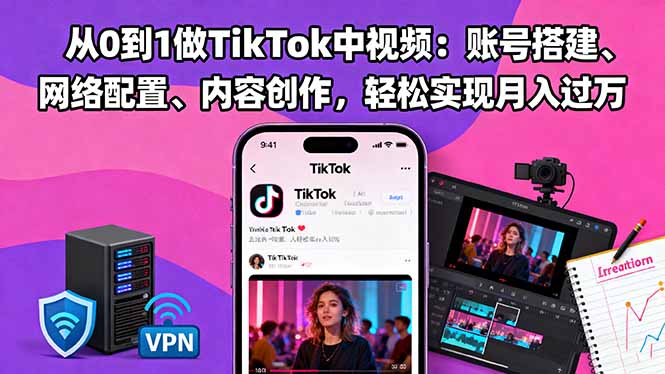 从0到1做TikTok中视频:账号搭建、网络配置、内容创作,轻松实现月入过万-星云网创