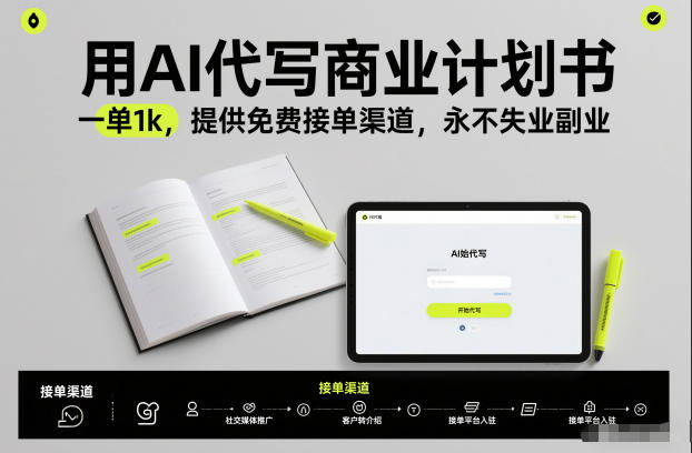 用AI代写商业计划书，一单1k，提供免费接单渠道，永不失业副业-星云网创