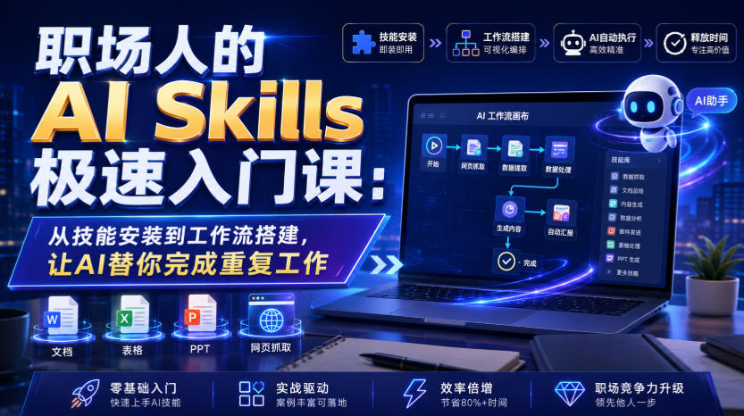 职场人的AI Skills极速入门课：从技能安装到工作流搭建，让AI替你完成重复工作-星云网创