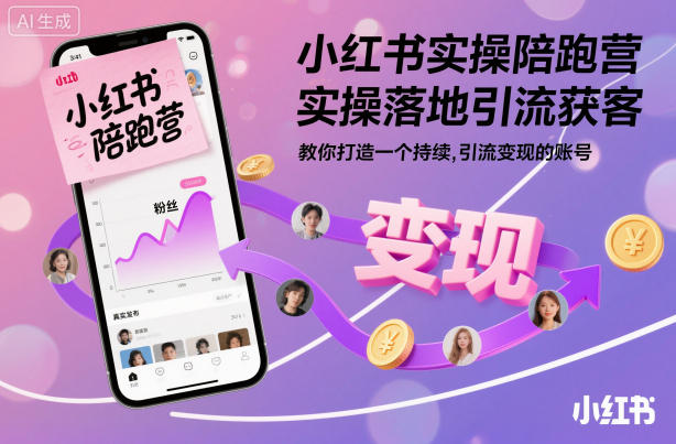 小红书实操陪跑营，实操落地引流获客，教你打造一个持续引流变现的账号-星云网创