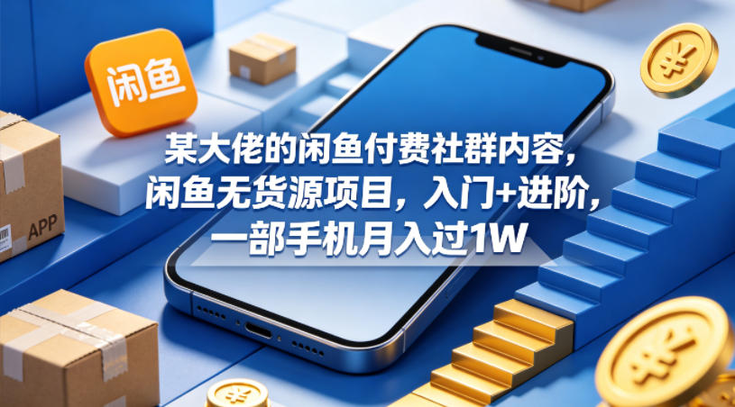 某大佬的闲鱼付费社群内容，闲鱼无货源项目，入门+进阶，一部手机月入过1W-星云网创