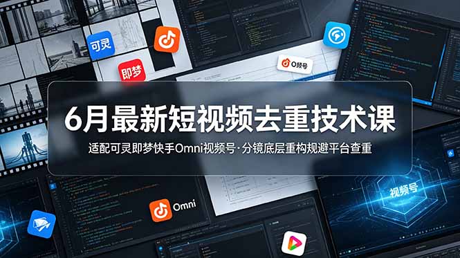 6月最新短视频去重技术课，适配可灵即梦快手Omni视频号，分镜底层重构规避平台查重-星云网创