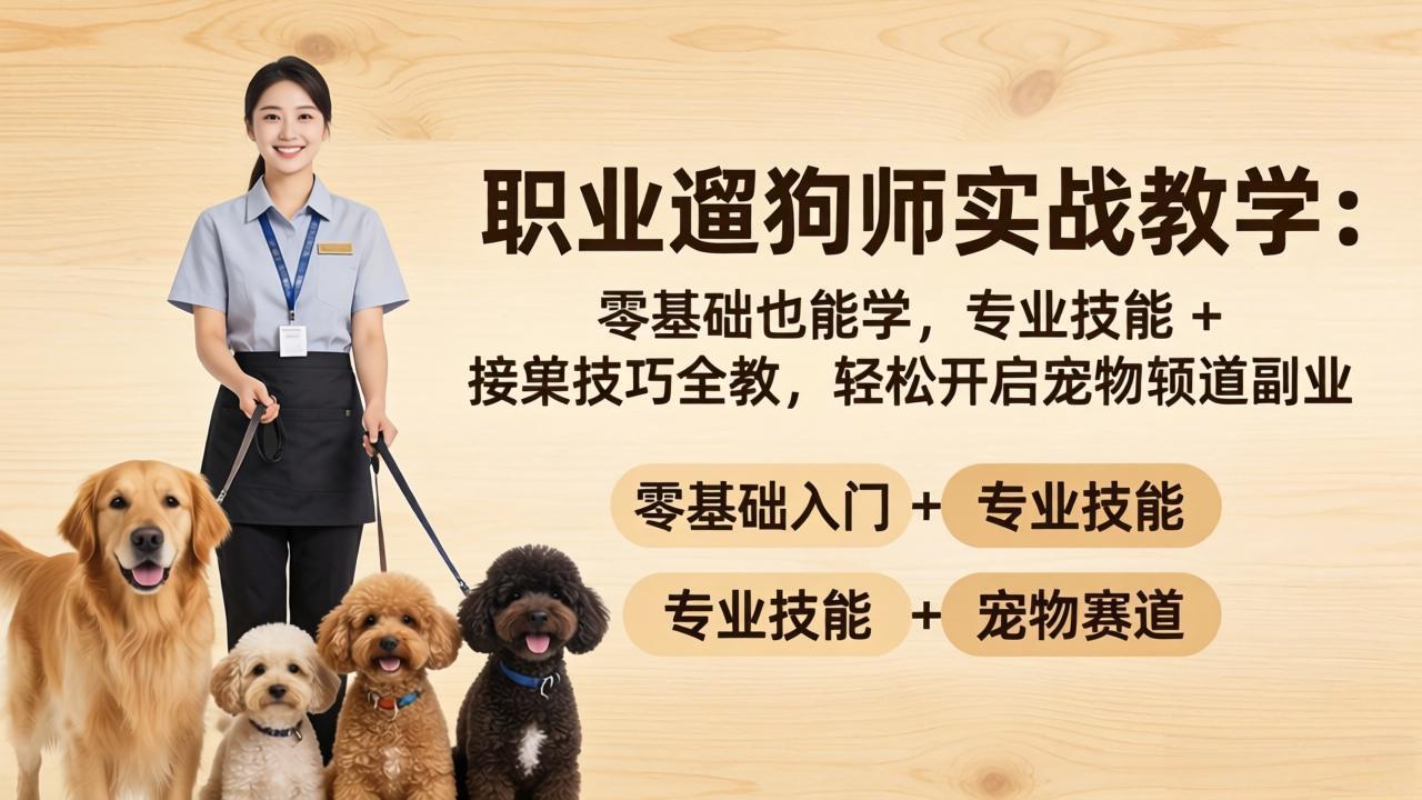 职业遛狗师实战教学：零基础也能学，专业技能 + 接单技巧全教，轻松开启宠物赛道副业-星云网创