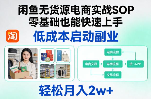闲鱼无货源电商实战SOP，零基础也能快速上手，低成本启动副业，轻松月入2w+-星云网创