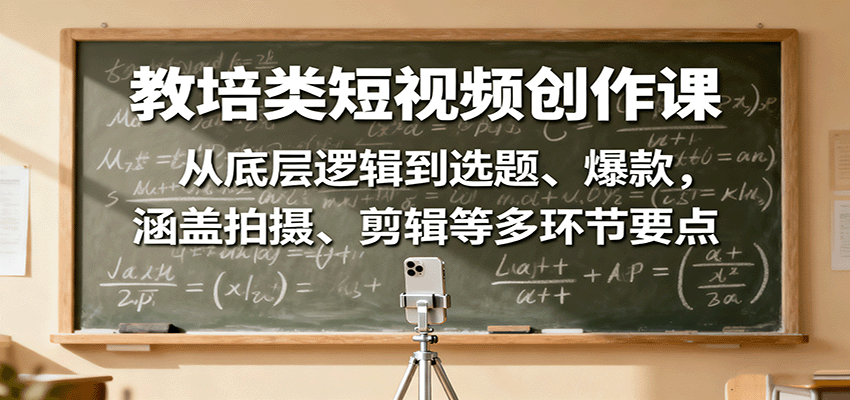 教培类短视频创作课：从底层逻辑到选题、爆款，涵盖拍摄、剪辑等多环节要点-星云网创