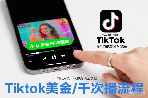 TK中视频计划项目，Tiktok第一人称解说流程，每干次播放奖励4-5美金-星云网创
