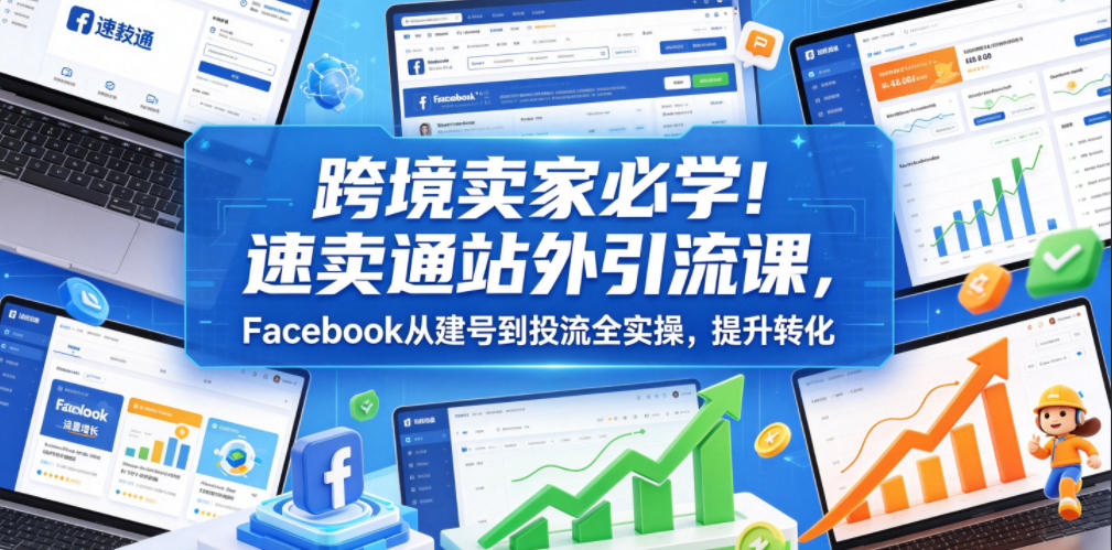 跨境卖家必学！速卖通站外引流课，Facebook从建号到投流全实操，提升转化-星云网创