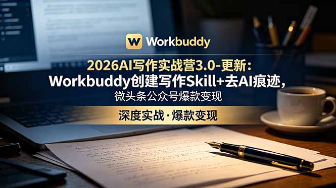 2026AI写作实战营3.0-更新：Workbuddy创建写作Skill+去AI痕迹，微头条公众号爆款变现-星云网创
