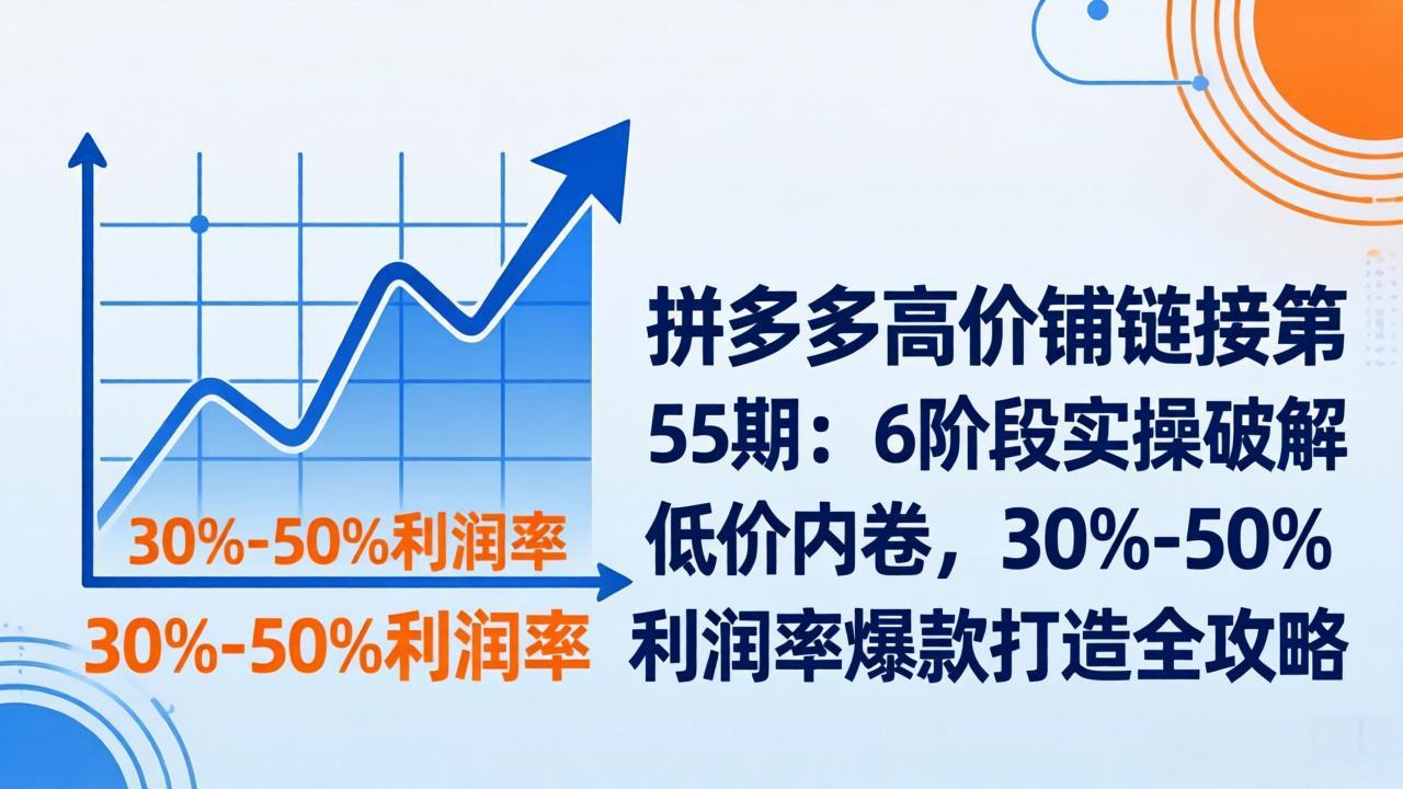 拼多多高价铺链接第55期：6阶段实操破解低价内卷，30%-50%利润率爆款打造全攻略-星云网创