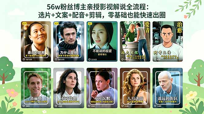 56万粉丝博主亲授影视解说全流程：选片+文案+配音+剪辑，零基础也能快速出圈-星云网创
