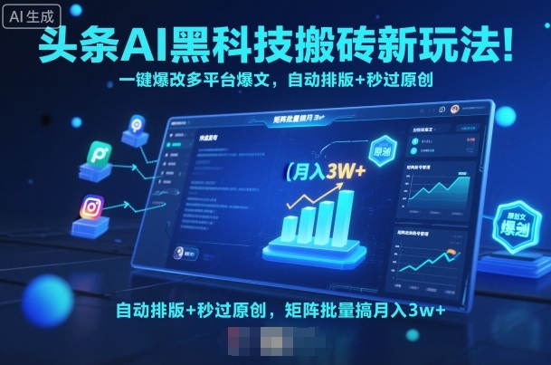 头条AI黑科技搬砖新玩法！一键爆改多平台爆文，自动排版+秒过原创，矩阵批量搞月入3w+【揭秘】-星云网创