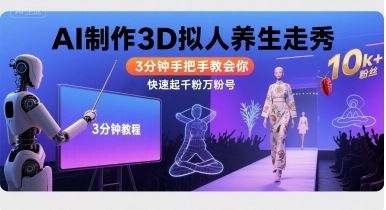 Ai制作3D拟人养生走秀，3分钟手把手教会你，快速起千粉万粉号-星云网创
