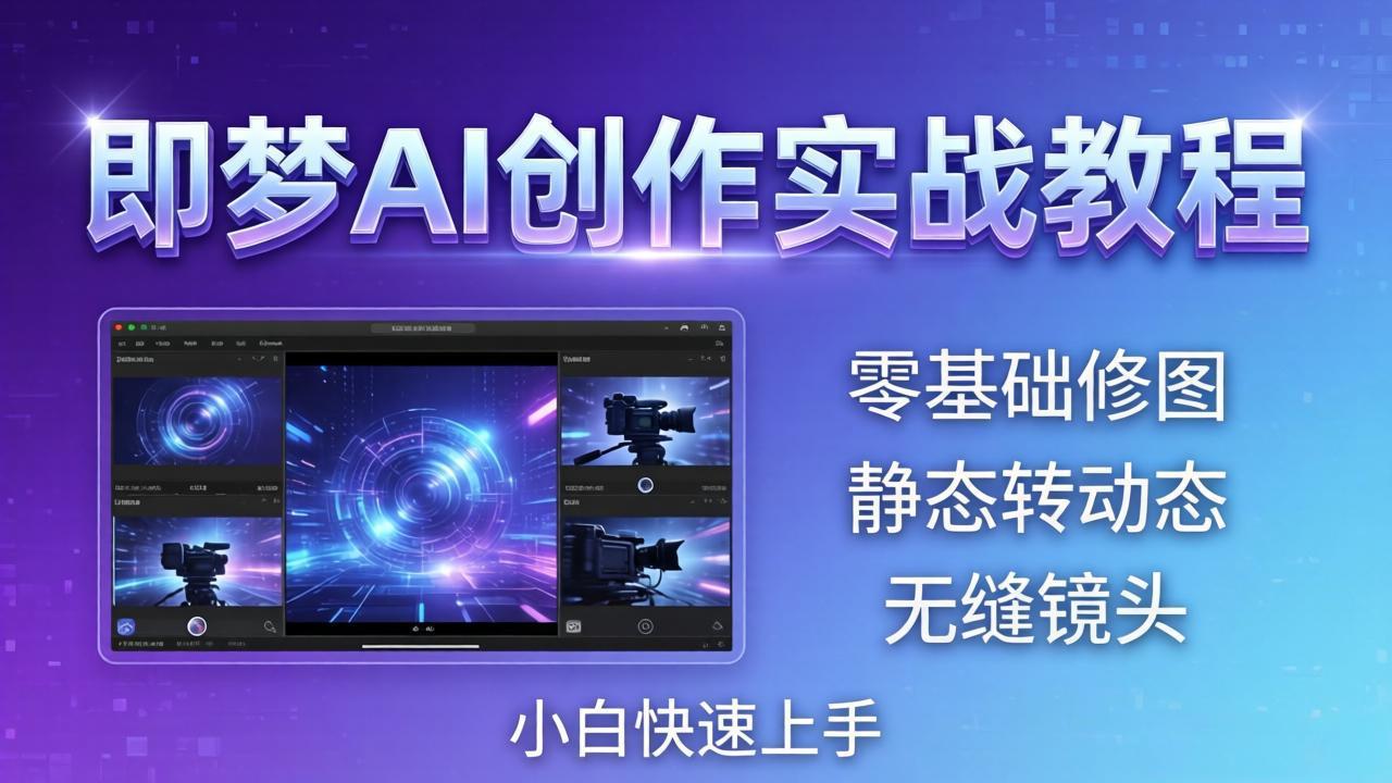 即梦AI创作实战教程，从零基础修图到AI导演，实战教学静态转动态+无缝镜头，小白快速上手-星云网创