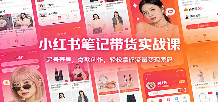 小红书笔记带货实战课：起号养号，爆款创作，轻松掌握流量变现密码-星云网创