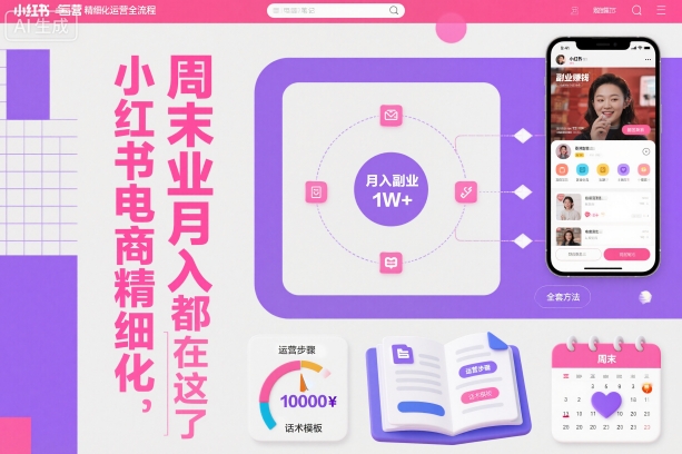 小红书电商精细化运营全流程，周末副业月入1W+，全套方法都在这了-星云网创