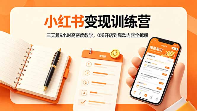 小红书变现训练营：三天超9小时高密度教学，0粉开店到爆款内容全拆解-星云网创