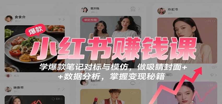 小红书赚钱课：学爆款笔记对标与模仿，做吸睛封面 + 数据分析，掌握变现秘籍-星云网创