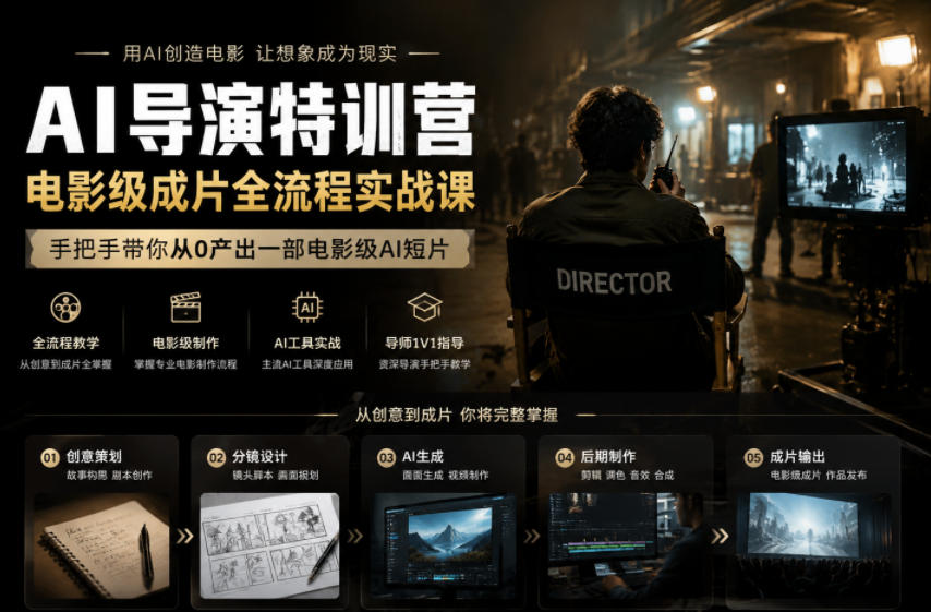 AI导演特训营,电影级成片全流程实战课,手把手带你从0产出一部电影级AI短片-星云网创