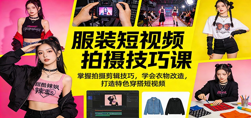 服装短视频拍摄技巧课：掌握拍摄剪辑技巧，学会衣物改造，打造特色穿搭短视频-星云网创