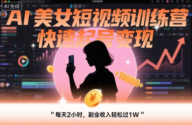 AI美女短视频训练营，快速起号变现，每天2小时，副业收入轻松过1W-星云网创