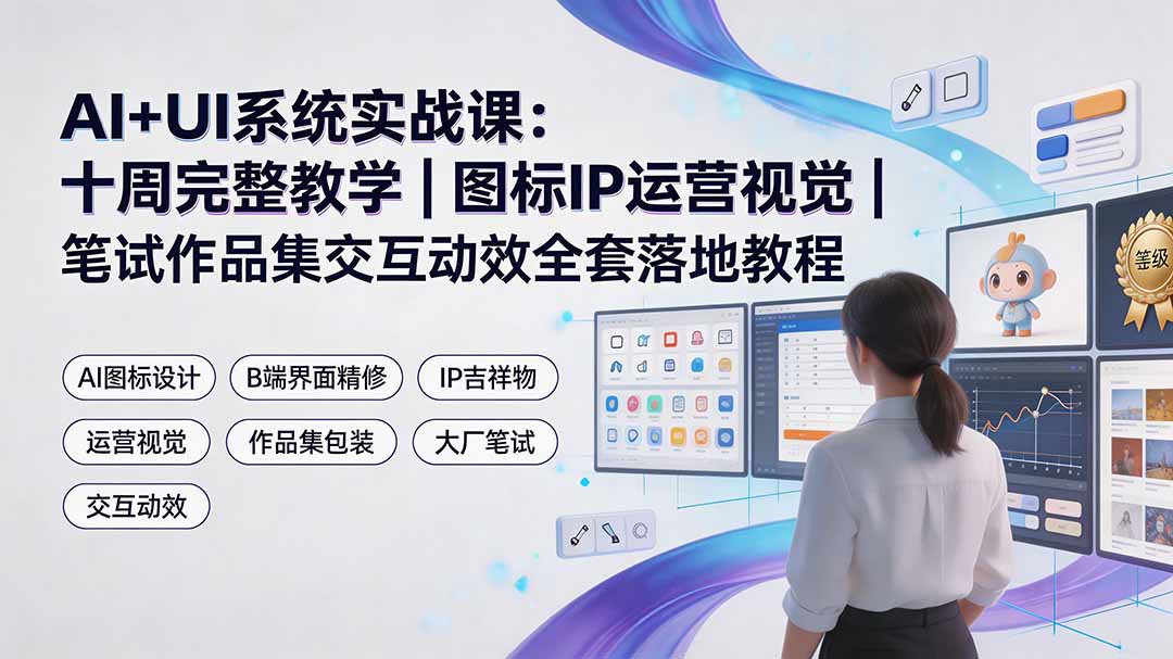 AI+UI系统实战课：十周完整教学｜图标IP运营视觉｜笔试作品集交互动效全套落地教程-星云网创